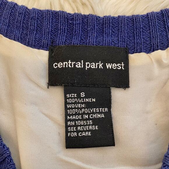 Central Park West Linen Striped Split Back Knit Tank Small - Picture 3 of 7